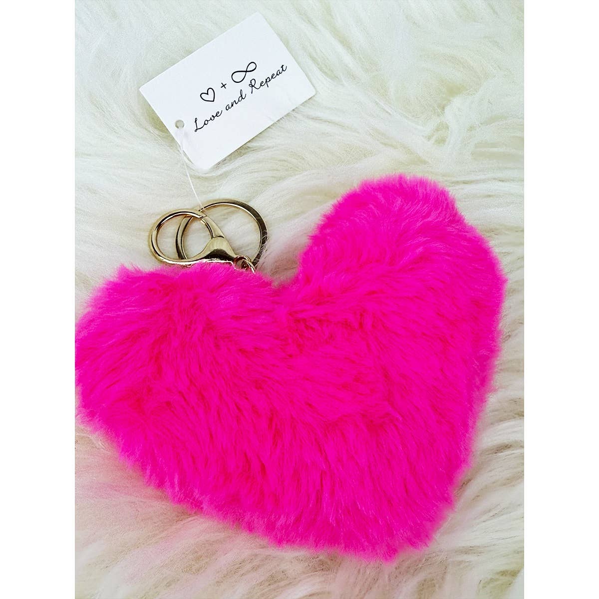 Pom Pom Heart Shape Plush Keychain