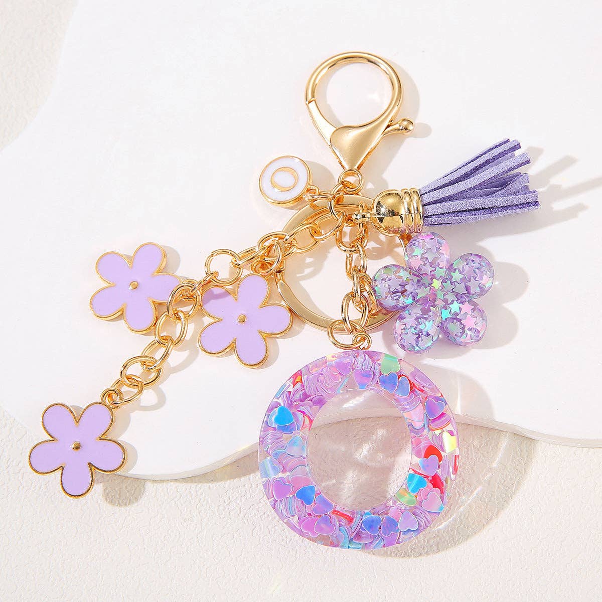 Purple Initial Keychain