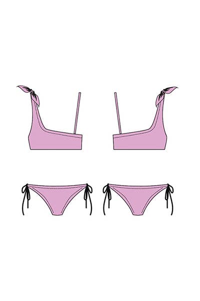 Girls Two piece set, one shoulder, foil printed Swimsuit