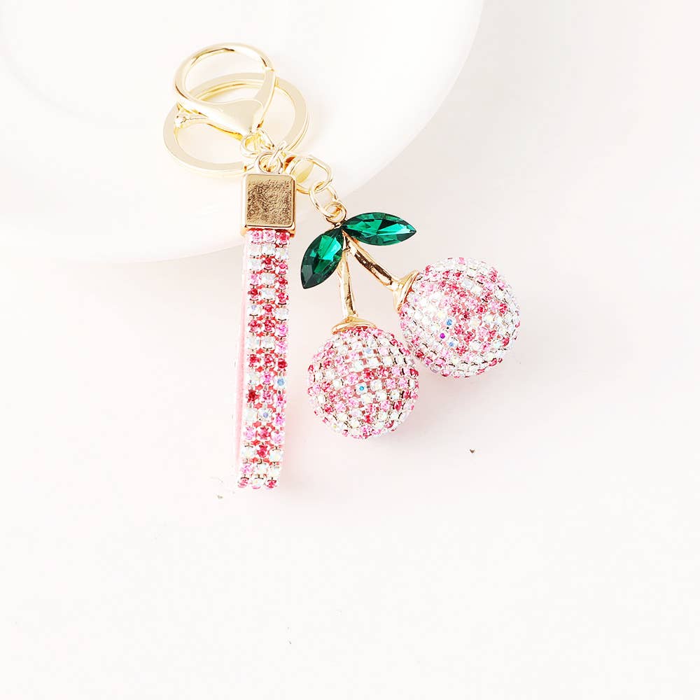 Cherry Rhinestone Keychain