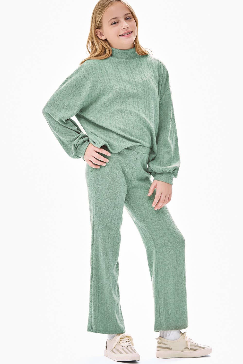 Wide Legs Cable Knit Pants