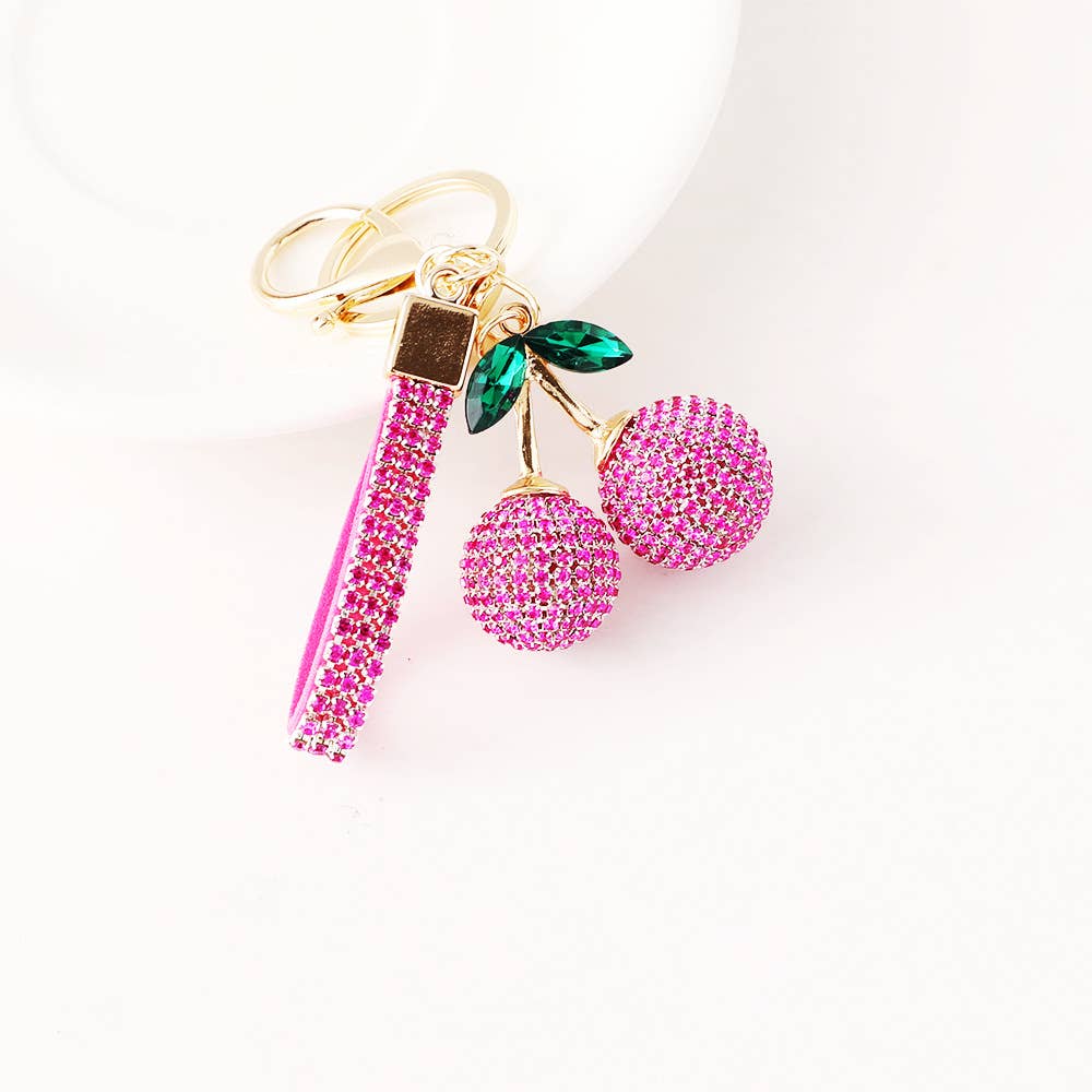 Cherry Rhinestone Keychain