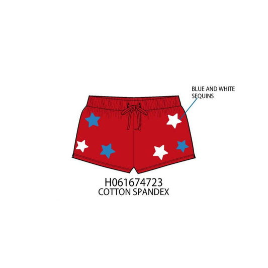 White & blue sequins star short