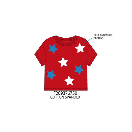 White & blue sequins stars shirt