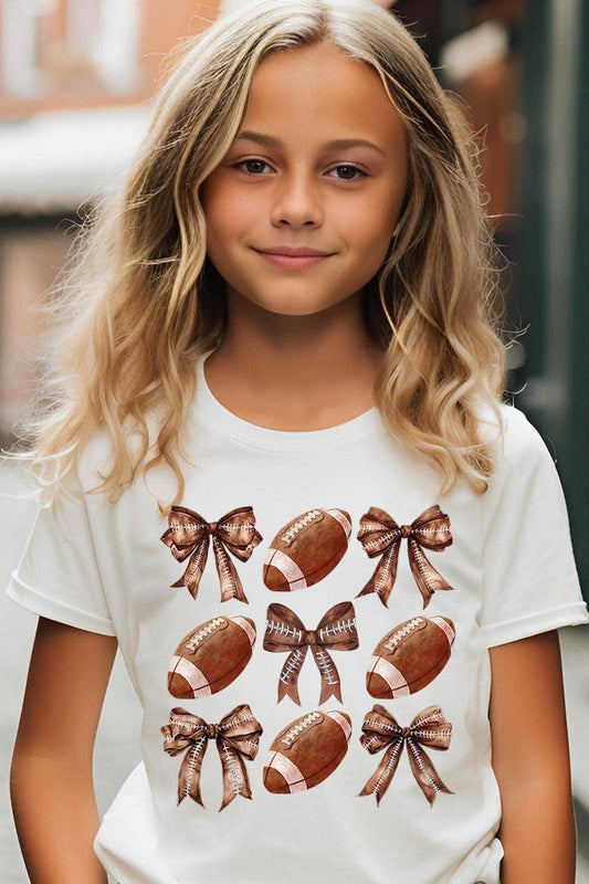 Coquette Football Bow Kids Graphic T Shirts