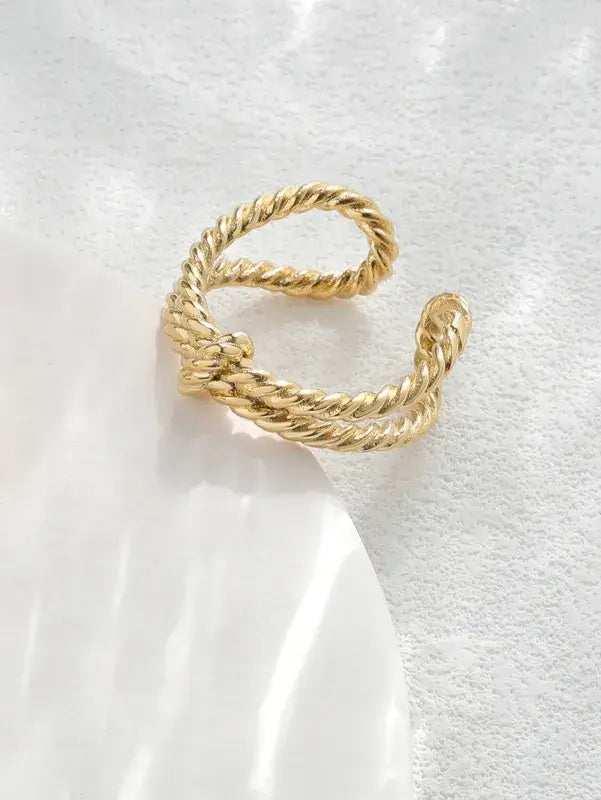 Rope 18K Gold Plated Stainless Steel Western Ring Adjustable