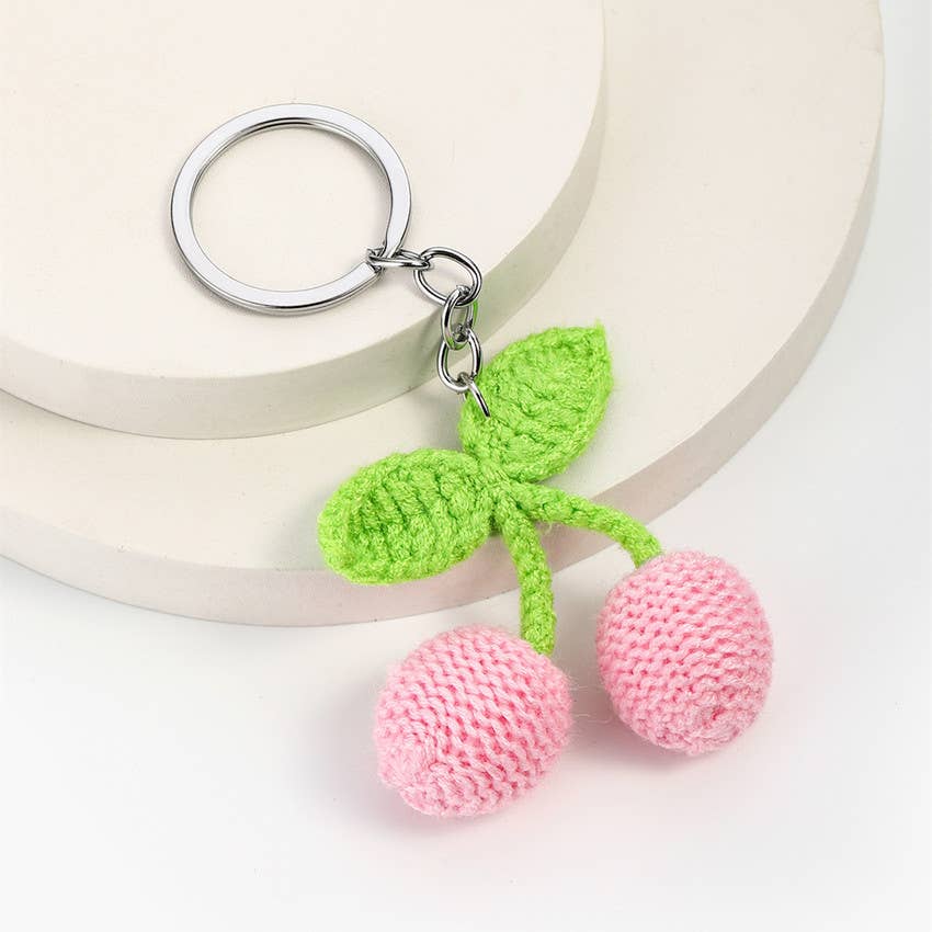 Cute Knitted Cherry Keychain Bag Pendant