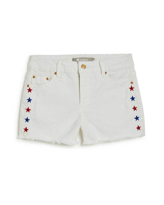 USA STAR PRINT EMBROIDERY SHORT