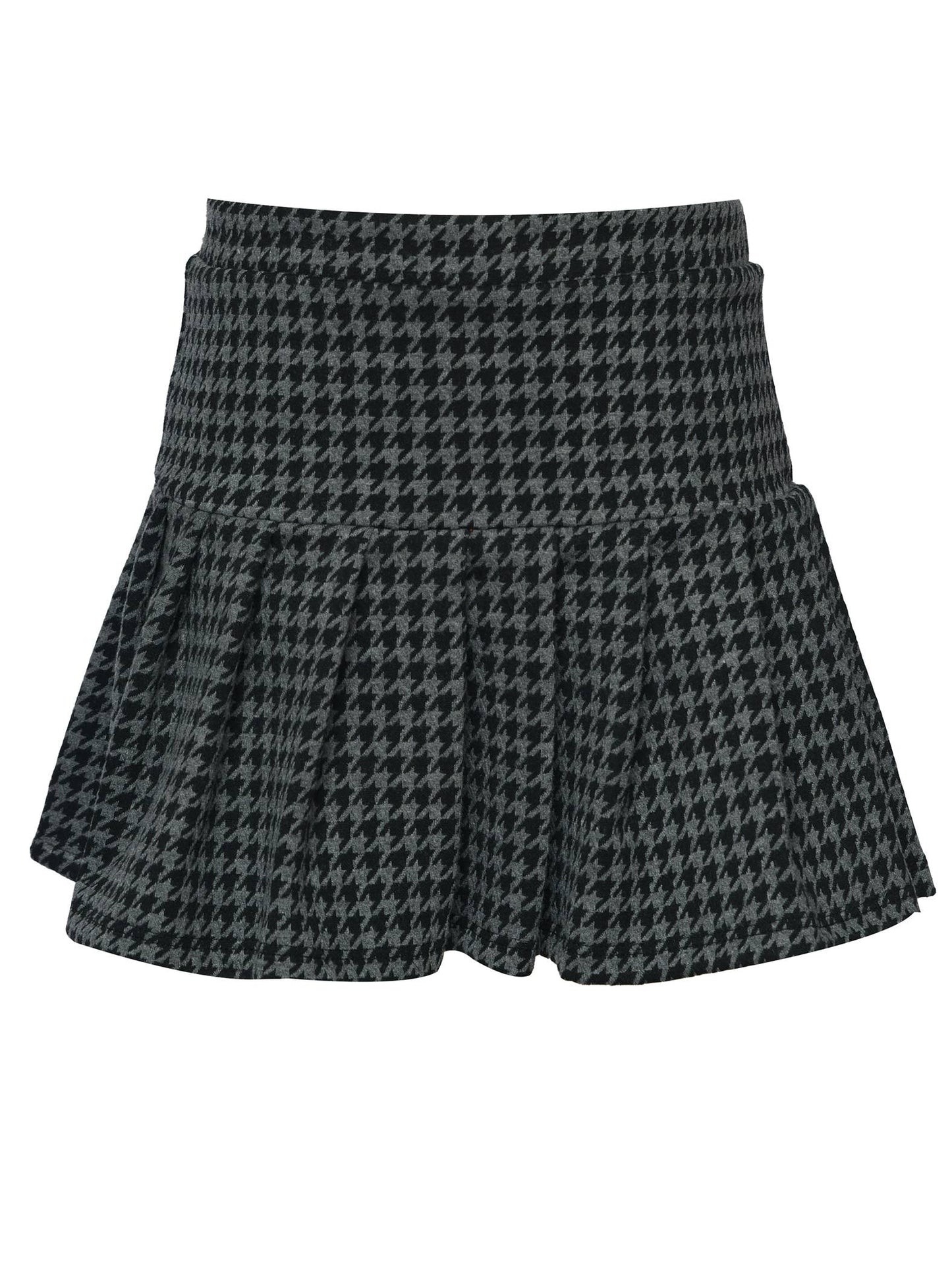 PLEATED HOUNDSTOOTH SKIRT WITH ELASTIC WAIST