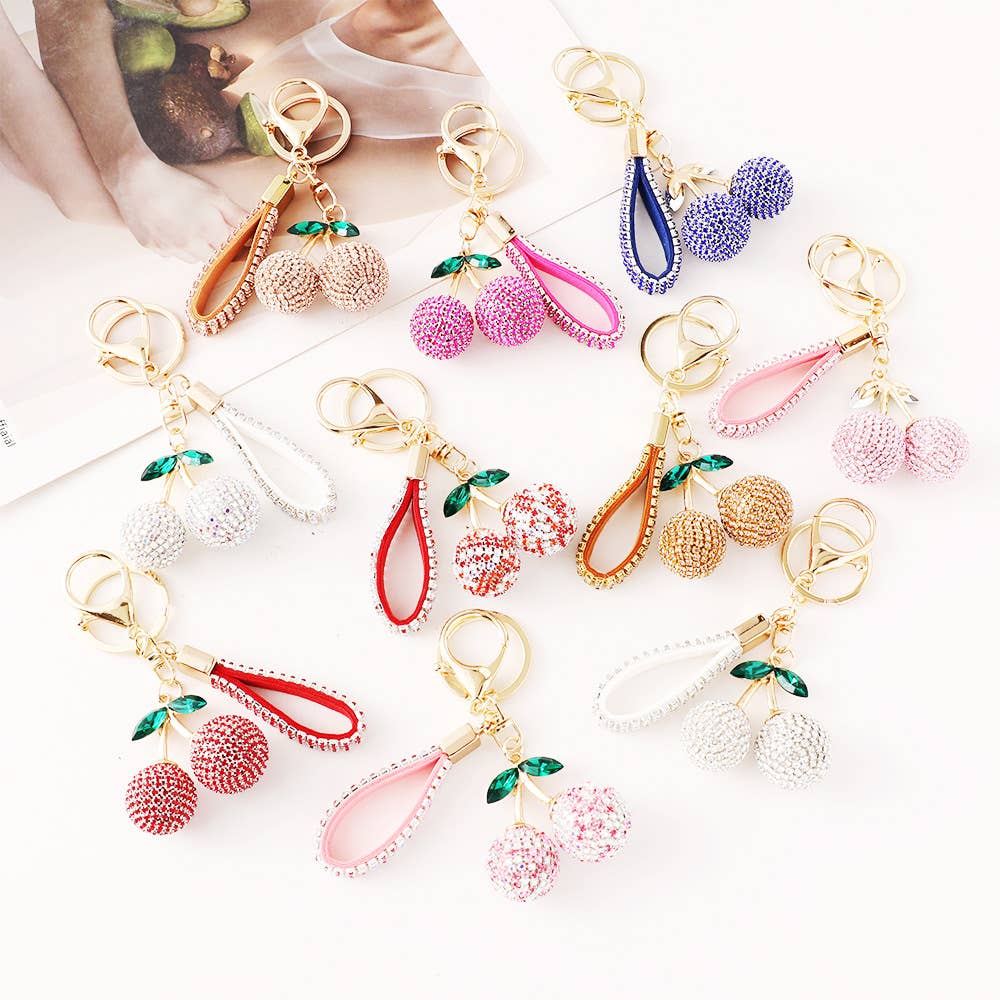 Cherry Rhinestone Keychain