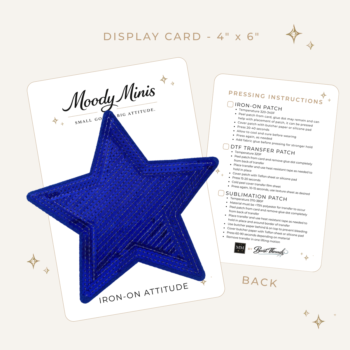 Blue Sequin Star Embroidered Patch
