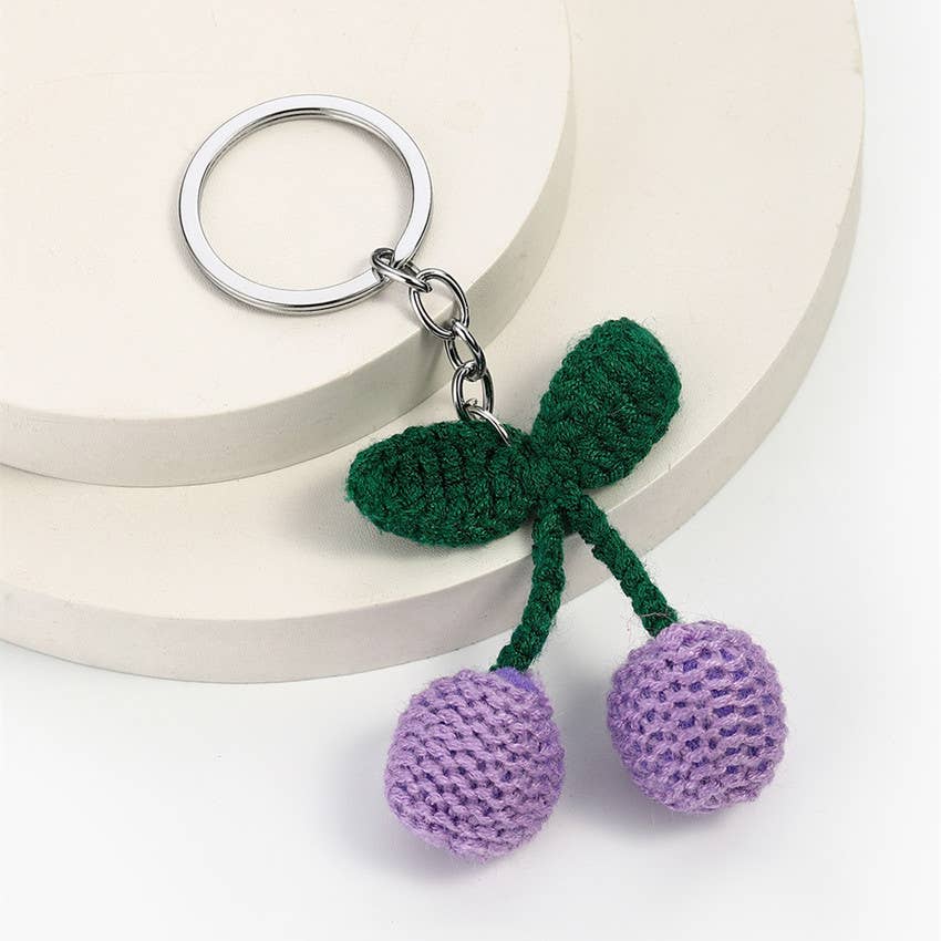 Cute Knitted Cherry Keychain Bag Pendant