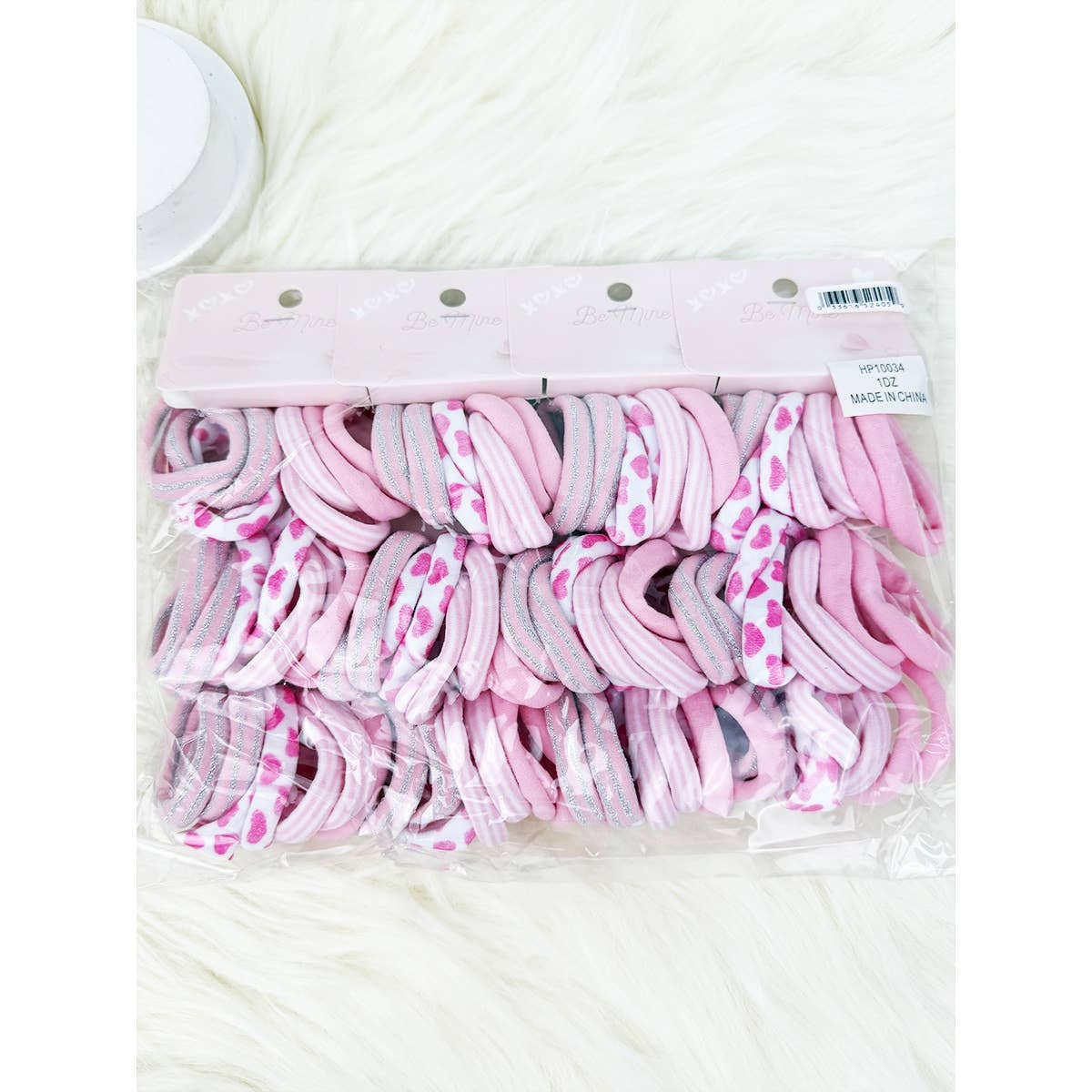 Pretty Pink Pattern Rolled Hair Tie Set