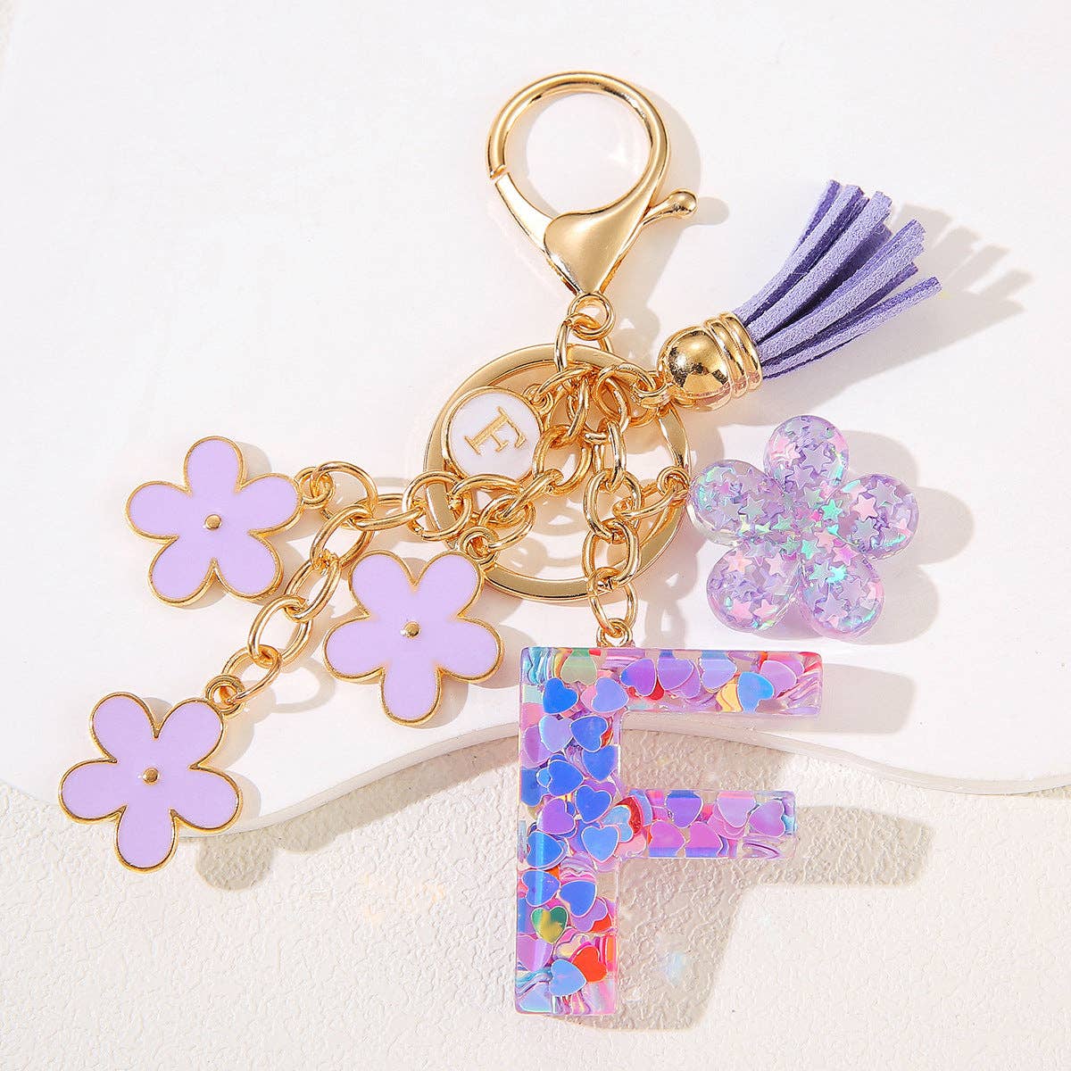 Purple Initial Keychain