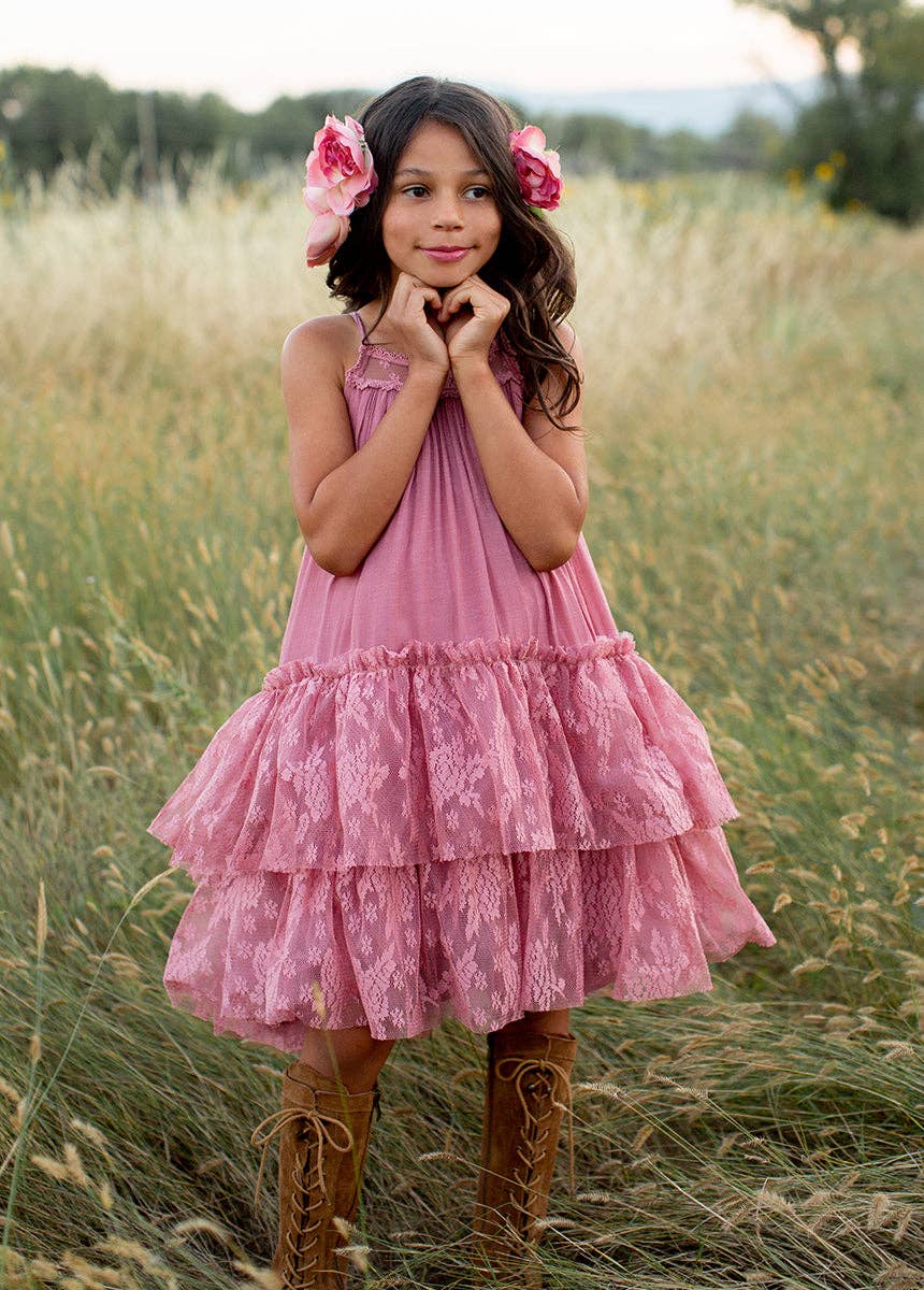 Kid's Catrina Dress in Dusty Rose