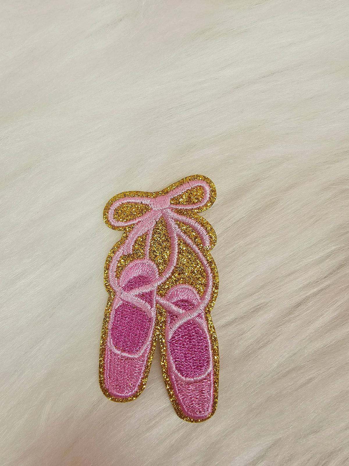 Ballerina Shoes Gold Glitter Embroidery Patch
