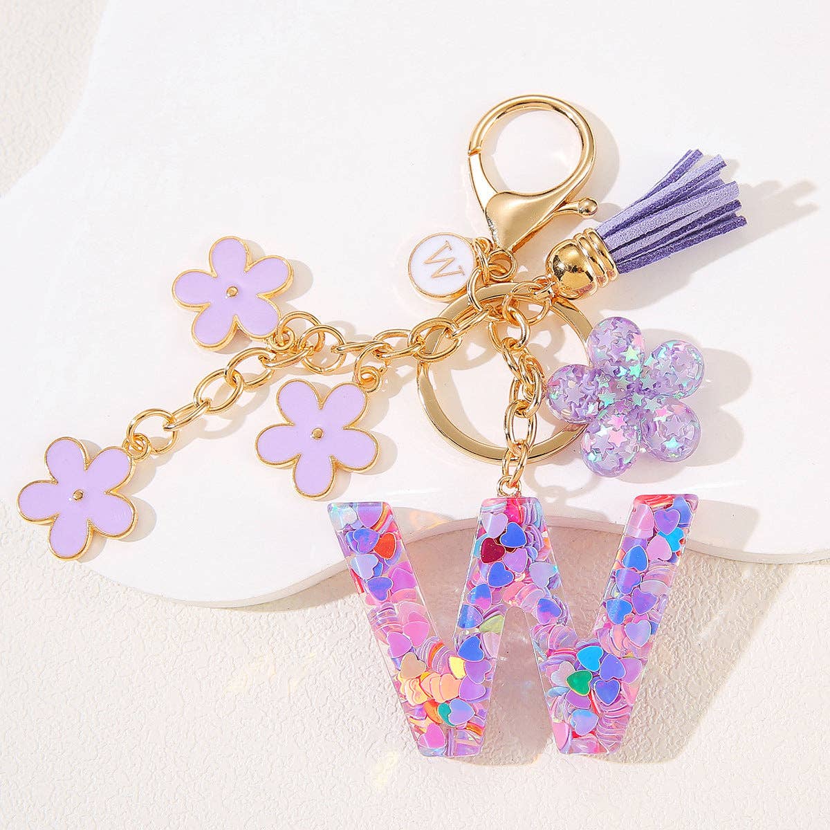 Purple Initial Keychain