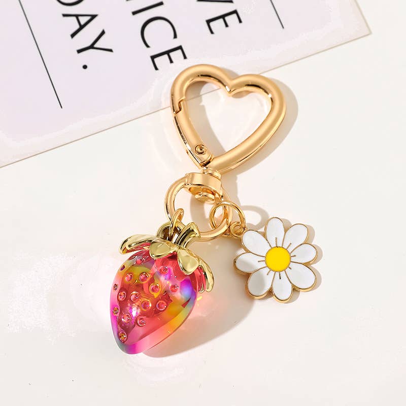 Cute strawberry heart bag charm