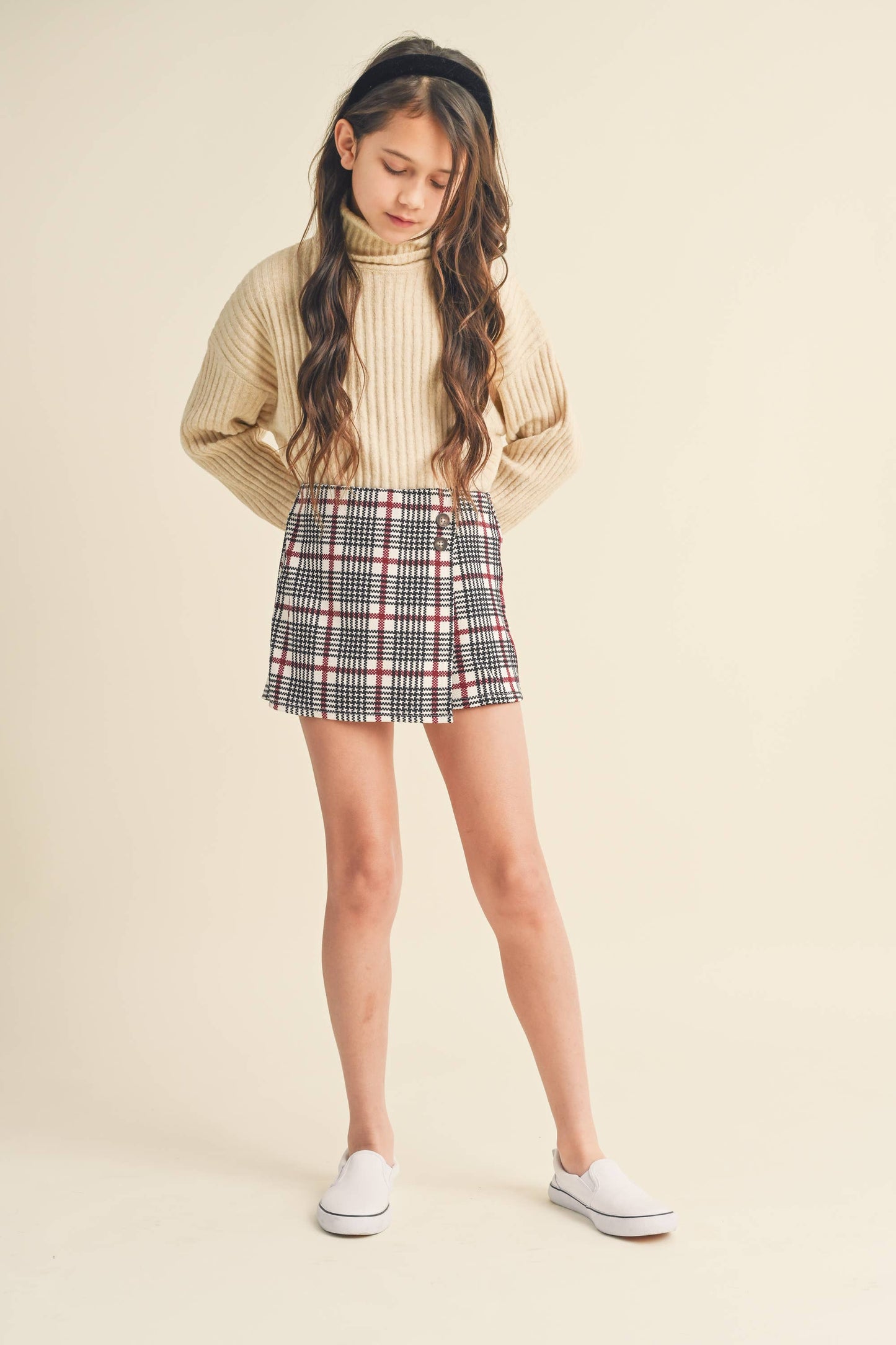 PLAID WRAP SKORT