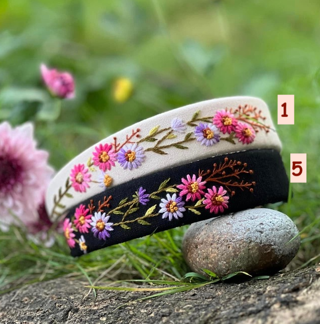 Summer Floral Embroidered Headband, Ariella Collection