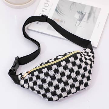 CHECKERED FANNY BAG WAIST CROSSBODY SLING BAG