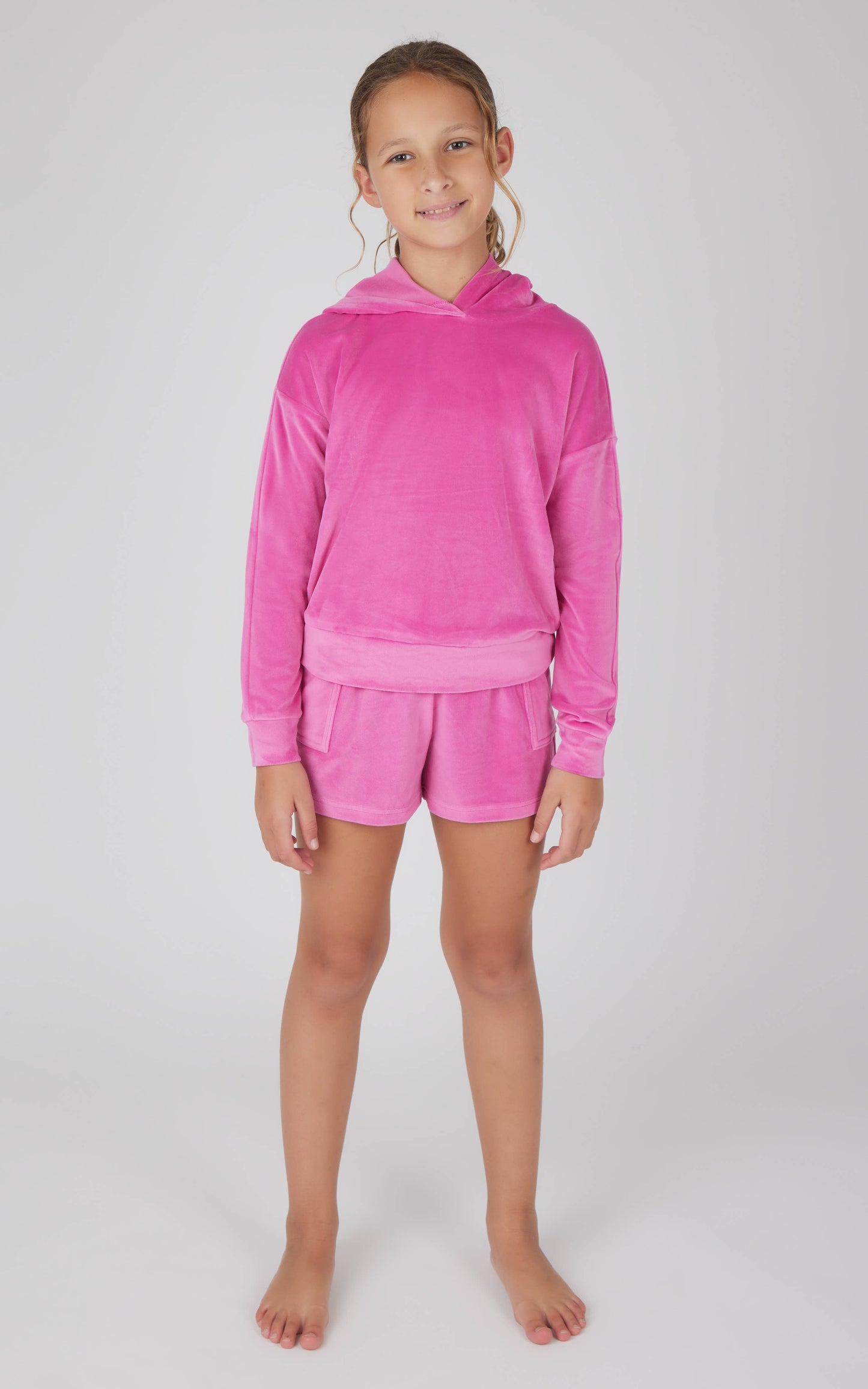 Girls Velour Hoodie and Cargo Shorts - 2 PC SET