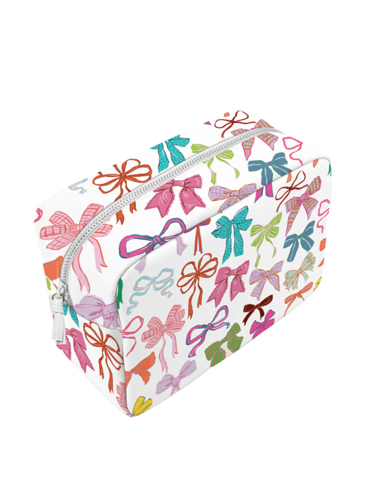 Bow Colorblock Coquette Cosmetic Pouch Bag Valentines