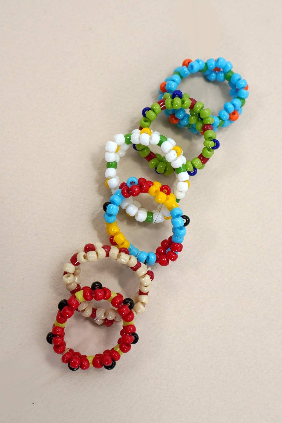 HANDMADE BEADED FLOWER STRETCH RINGS