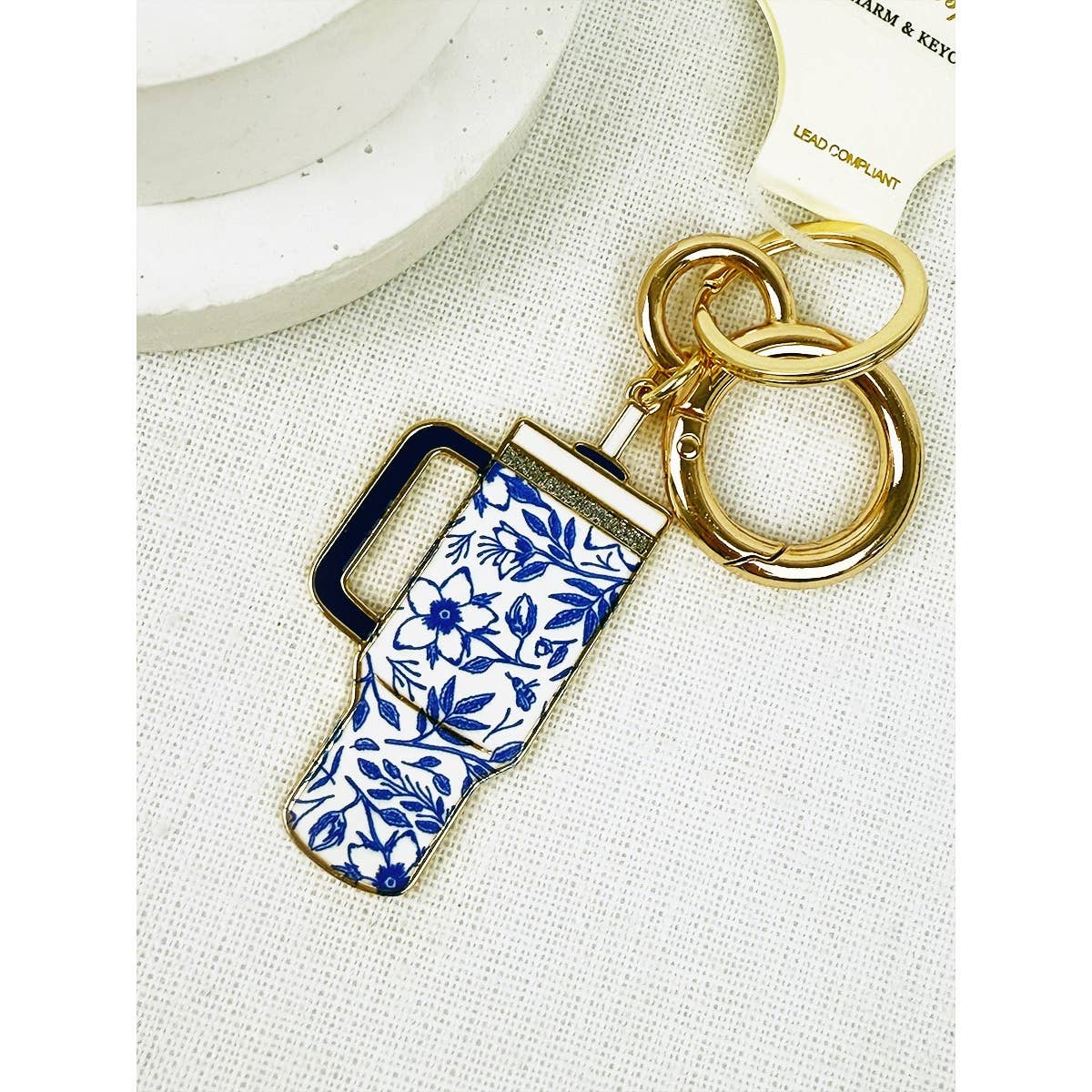 Tumbler Shaped Enamel with Bag Charm Key Chain