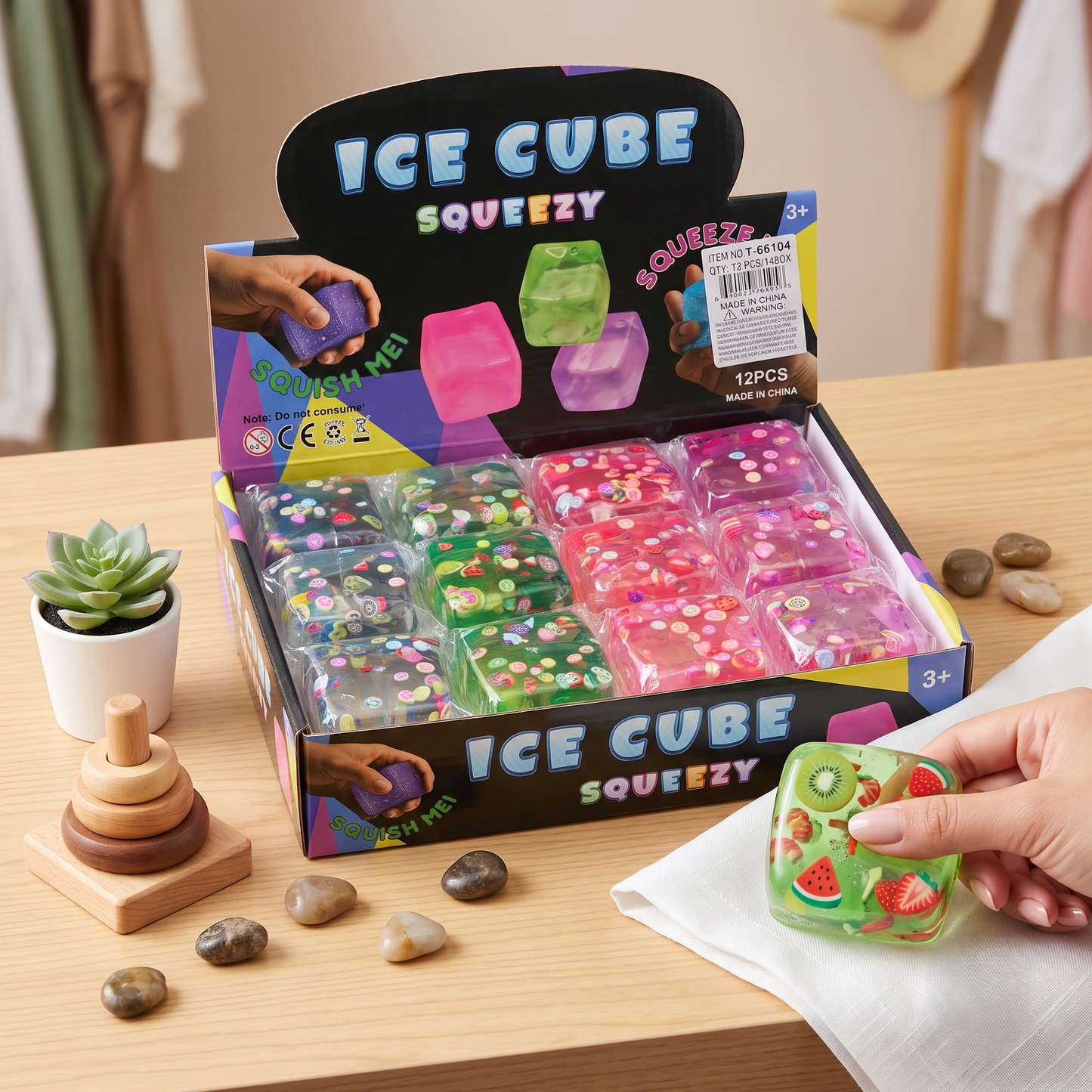 Glitter Fruit Cube Squishy