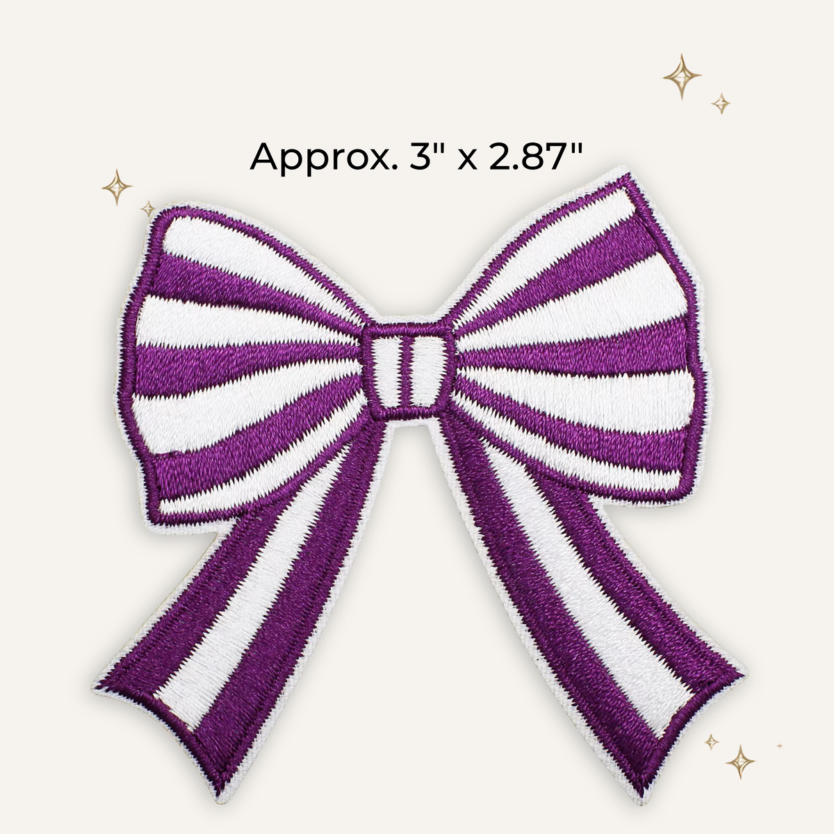 Striped Bow Purple Embroidered Patch
