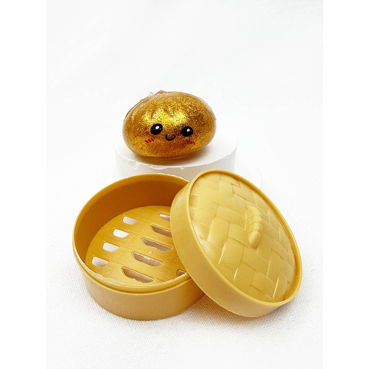 Mini Glitter Dumpling Squishy with Steamer