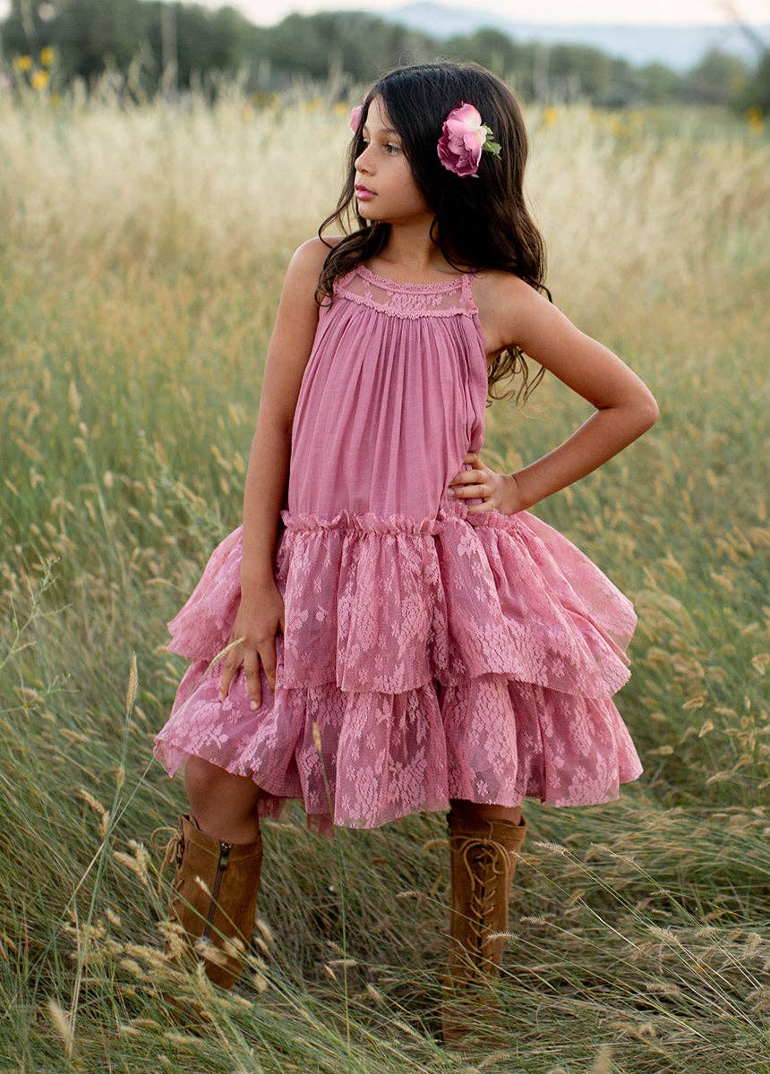 Kid's Catrina Dress in Dusty Rose