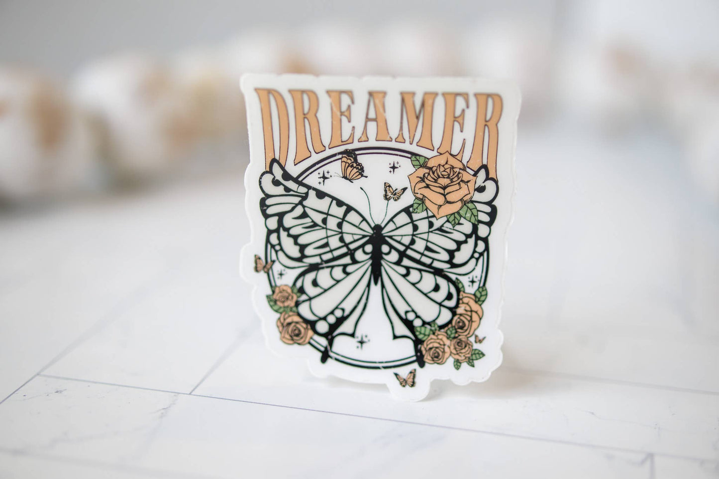 Dreamer Butterfly Clear Sticker, 3x3