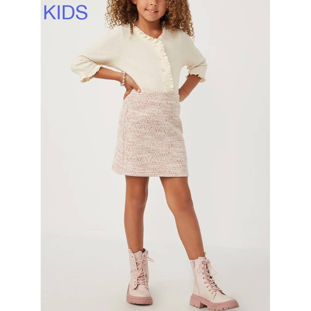 Girls Pocketed Marled Textured Knit Skirt