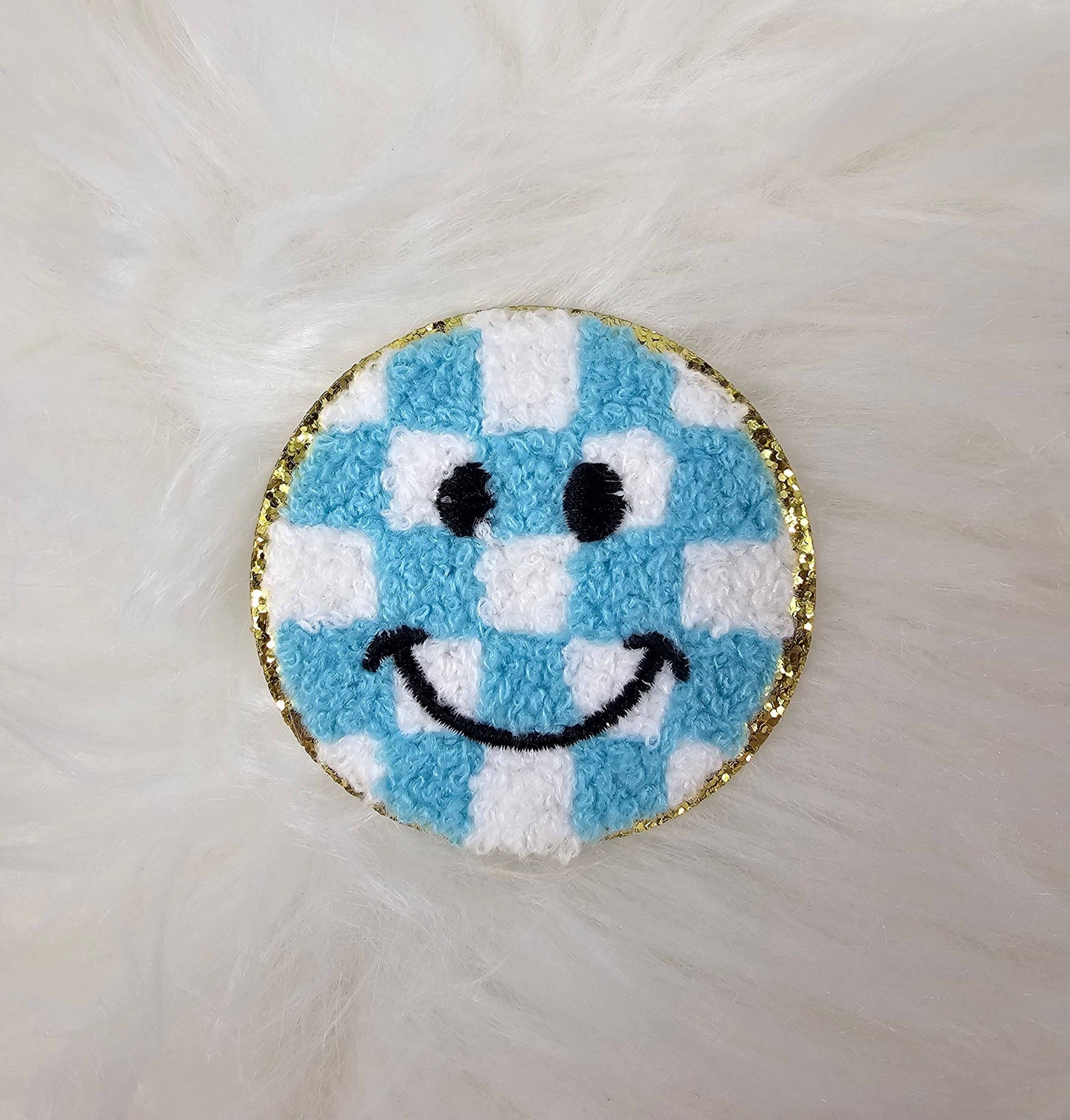 Checkered Smile Face Patch