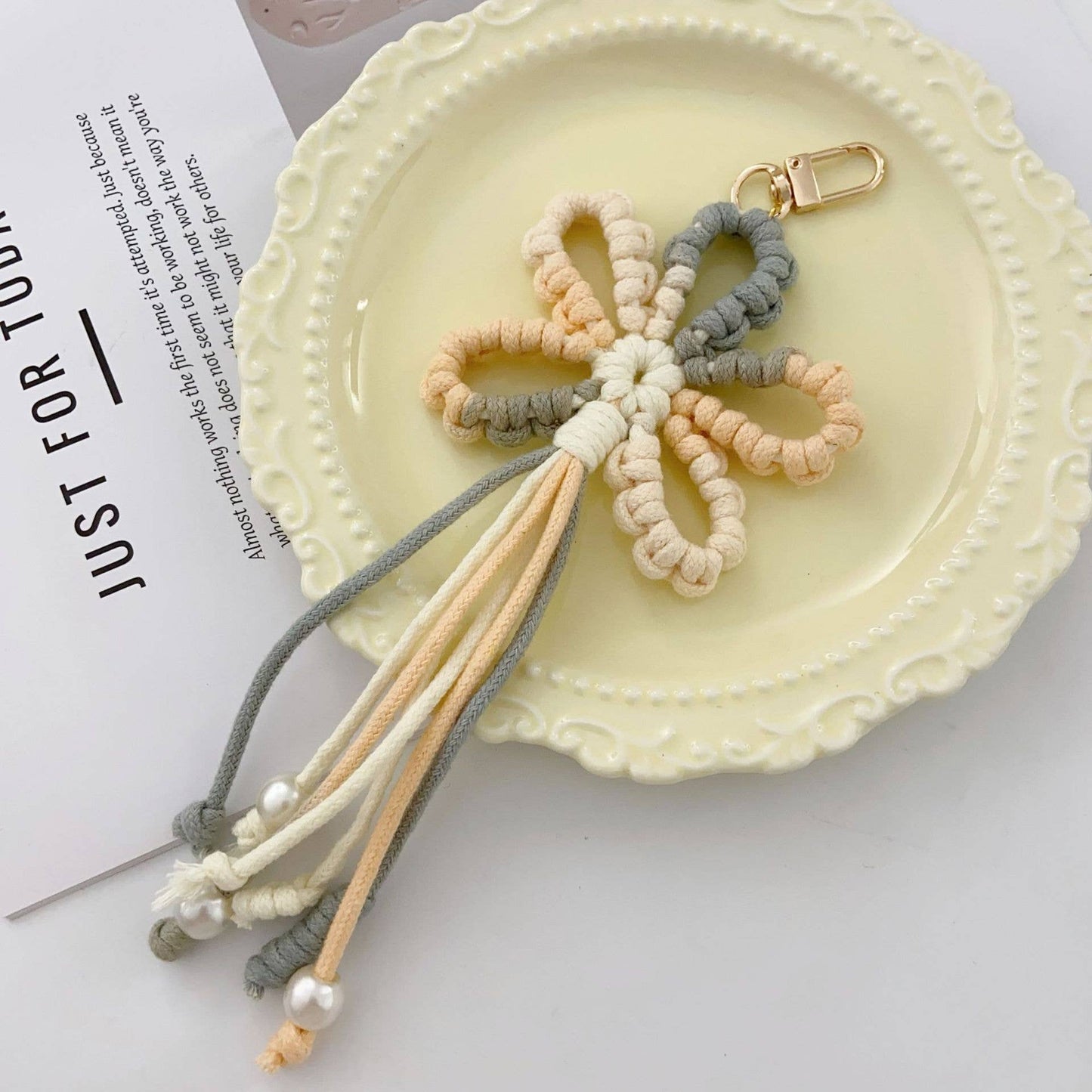 Hand-Woven Flower Keychain