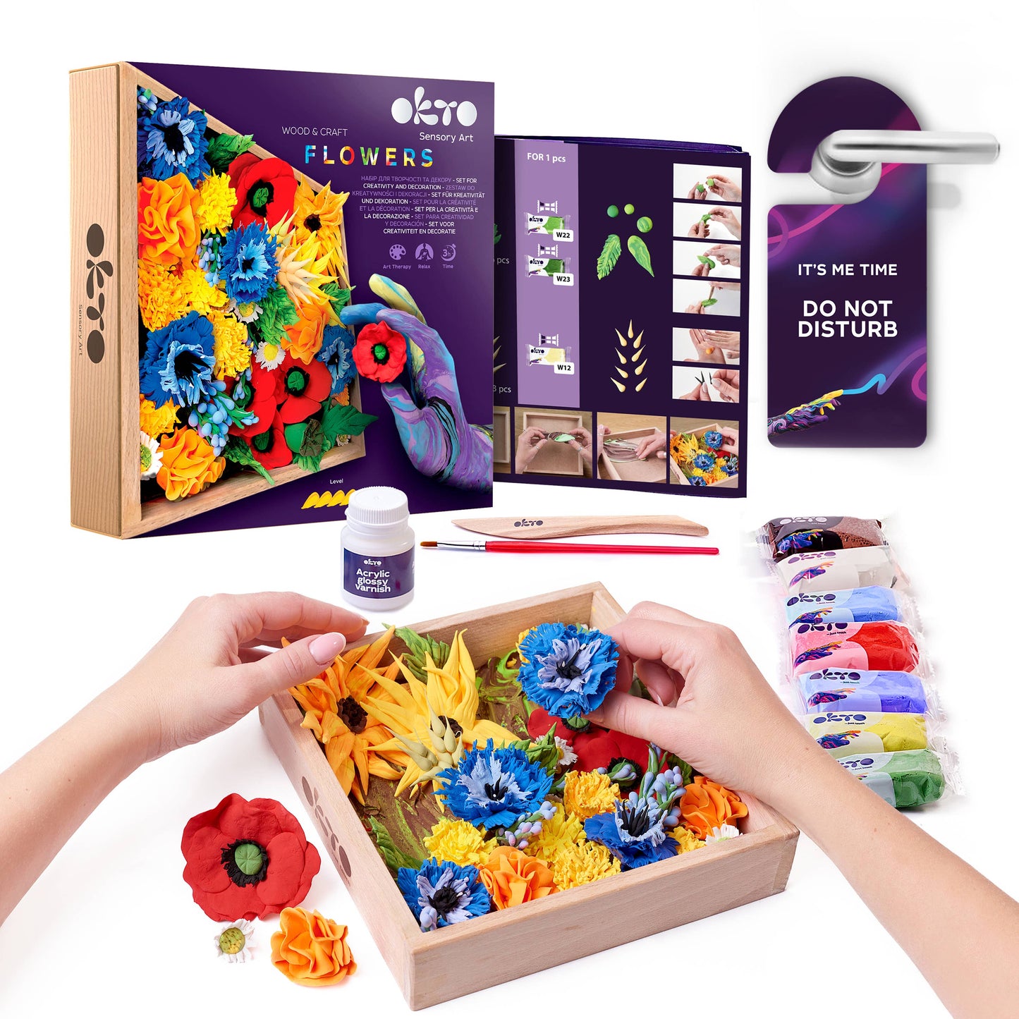 OKTO DIY Wood & Craft Flower Clay Kits