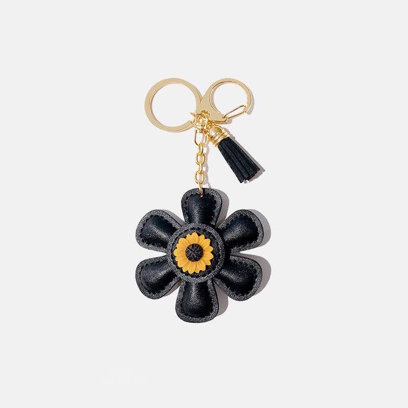 Sunflower Leather Keychain