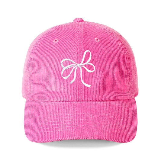 Bow Hot Pink Corduroy Cap