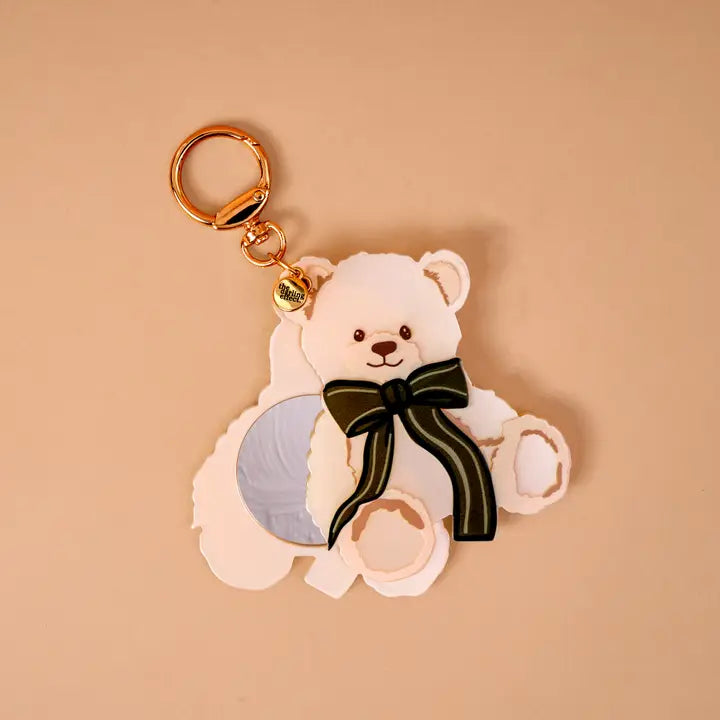 Mini Mirror Bag Charm- Teddy Bear