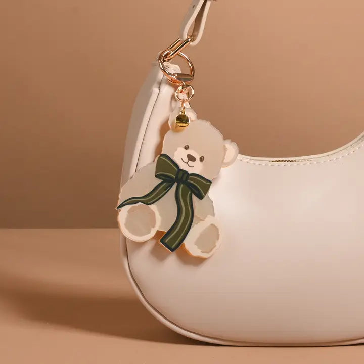 Mini Mirror Bag Charm- Teddy Bear