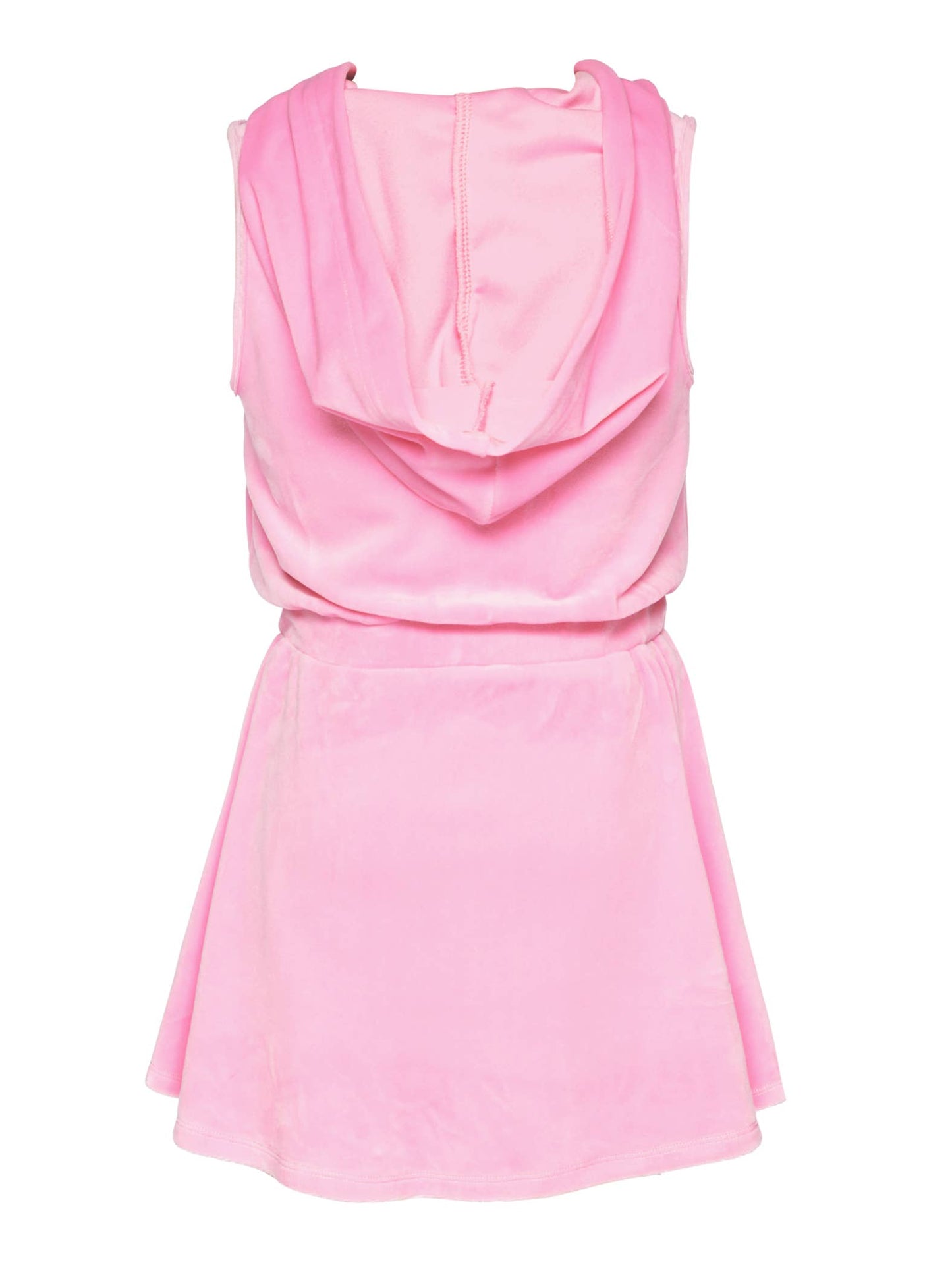 SLEEVELESS HOODED VELOUR DRESS WITH HALF ZIP