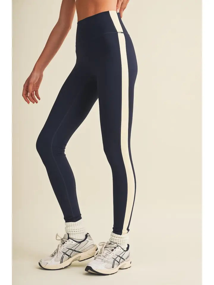 Side contrast block legging