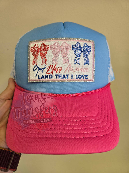 God Bless America Bows Iron-On PATCH