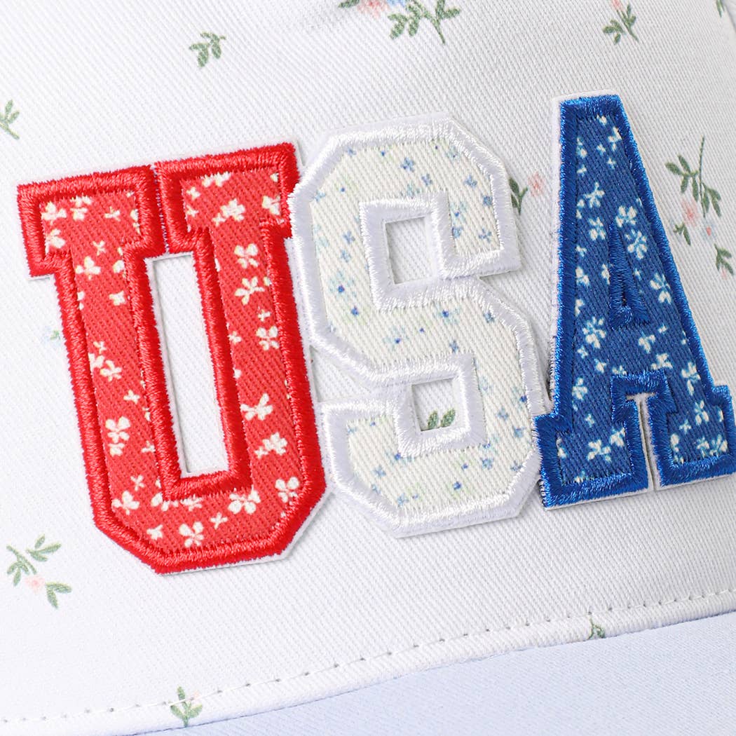 USA Floral Trucker Hat