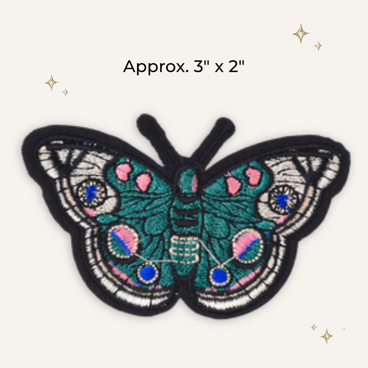 Butterfly Embroidered Patch-Black