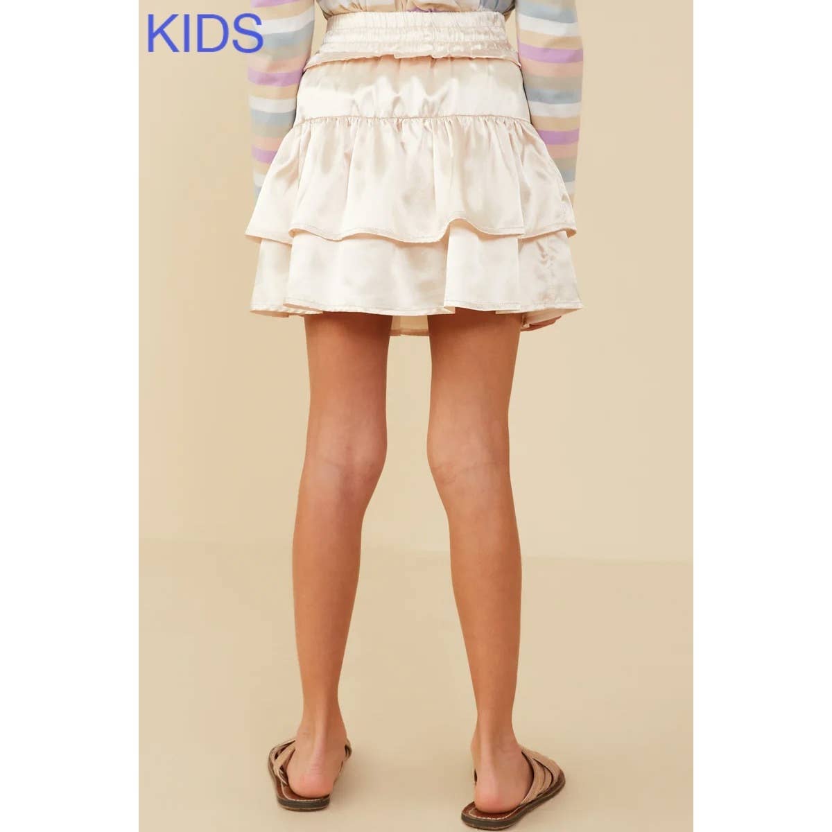 Girls Tiered Tie Detail Satin Skirt