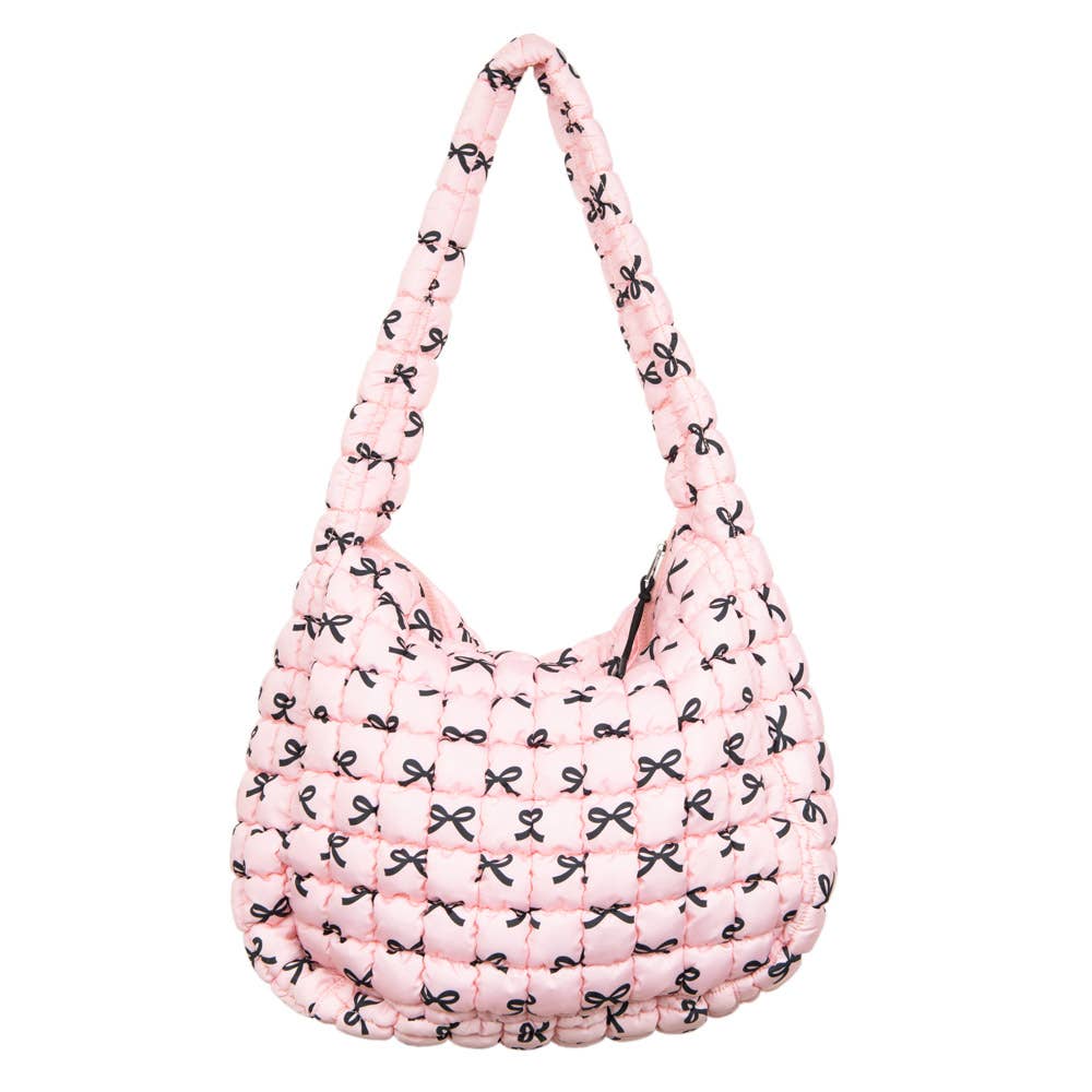 Pink Mini Coquette Bows All Over Oversized Puffer Tote Bag