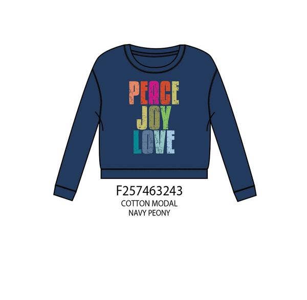 Peace joy love distreessed tween holiday long sleeve